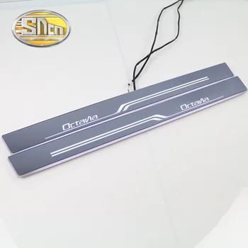 SNCN Nepremokavé Ultratenké Akryl Auto LED Vitajte Svetlo Šúchať Doska Pedál Dvere, Parapetné Pre Škoda Octavia A7 2016,2 ks predné