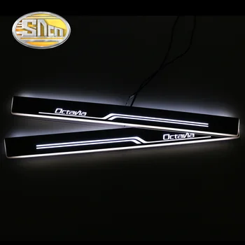 SNCN Nepremokavé Ultratenké Akryl Auto LED Vitajte Svetlo Šúchať Doska Pedál Dvere, Parapetné Pre Škoda Octavia A7 2016,2 ks predné