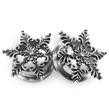 Snow Flower style móda telo šperky v uchu tunel zapojí piercing meradlá expander Šperky z Nerezovej Ocele Ucho 2ks veľa pár predaj