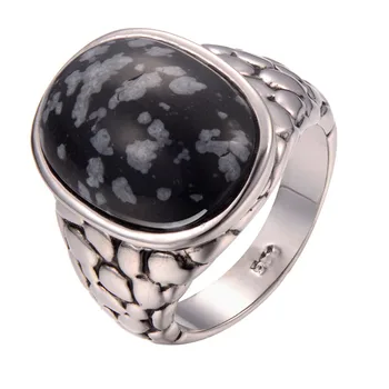 Snowflake Obsidian 925 Sterling Silver Ring móda Veľkosť Prsteňa 6 7 8 9 10 F1234