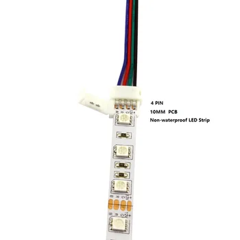 Solderless RGB LED Pásy Konektor 4 Pin 10 MM Rýchle Zadarmo Zváranie 15 CM Stredný Rohu Konektora pre 5050 RGB LED Pásy Svetla