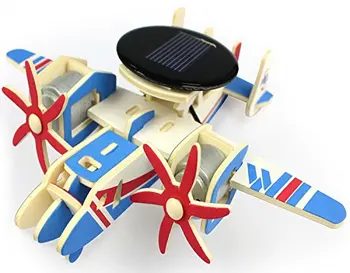 Solárna Energia DIY Kit Lietadla Dreva stíhacieho Lietadla Dieťa Vzdelávacie 3D Drevené Puzzle Hračka pre deti,