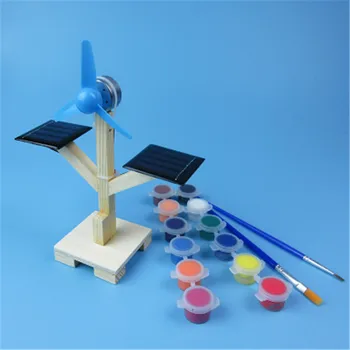 Solárne ventilátor DIY vedy a techniky malý vynález Študentské vedecké fyziky experiment ručná montáž solárnych generátor