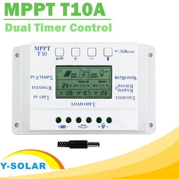Solárny Regulátor Nabíjania 10A MPPT T10A 12V 24V pre Max 48V Vstup so záťažou Dual Časovač Ovládanie Solárny Regulátor pre Pouličné Osvetlenie