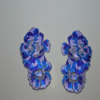 Somelace 12.5*7,5 cm (1pairs/lot) modré lesklé, hodvábne škvrny Svadobné Svadobné Výšivky, Čipky škvrny Šitie Čipky Nášivka