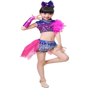 Songyuexia Dievčenské latinskej/Moderné Tanečné Oblečenie Detí Fáze Tanec Kostým s Kvetinou Chvostom Kostým Top a Nohavice 110-150 cm