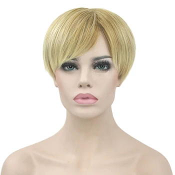 Soowee 3 Farby Krátky Rovný Syntetické Vlasy Parochňa tepelnú Odolnosť Vlákniny Vlasy na Blond Burgundsko Cosplay Parochne Strany Vlasy pre Ženy