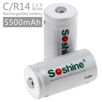 Soshine 2ks C Veľkosť Ni-MH Dobíjacie Batérie 5500mAh LR14 UM-2 Vysokej Kvality