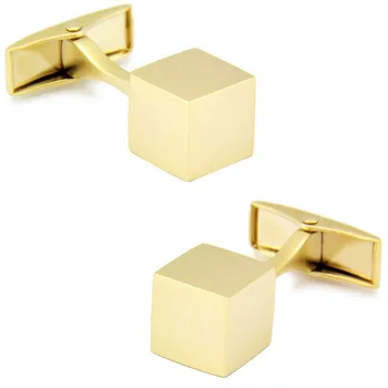 SPARTA zlato elektrolyticky pokrývajú + vysoko kvalitné matné kovové kocky manžetové gombíky + doprava zdarma !!! Vysoko kvalitné kovové manžetové gombíky E