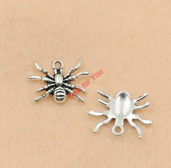 Spider Hmyzu Kúzlo Zliatiny Zinku Prívesok Starožitné Strieborné Pozlátené Šperky DIY, Takže Príslušenstvo Ručné 15x19mm