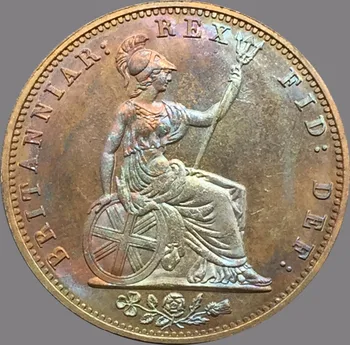 Spojené Kráľovstvo 1831 1/2 Penny - William IV Červená Meď Kópie Mincí