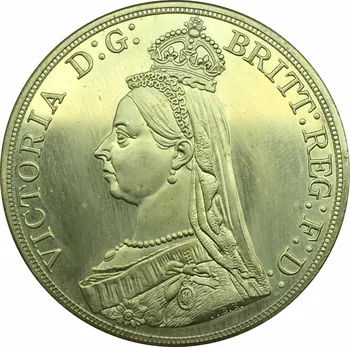 Spojené kráľovstvo 1887 British Sovereign Queen Victoria Pracovné Hlavou, Gold Brass Kópie Mincí