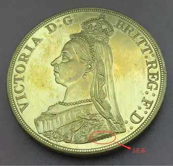 Spojené kráľovstvo 1887 British Sovereign Queen Victoria Pracovné Hlavou, Gold Brass Kópie Mincí