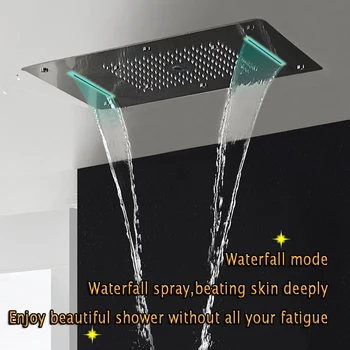 Sprcha Hlavu LED Stropné Luxusné Námestie Réžia Sprcha Nehrdzavejúcej Ocele 700x380mm Veľká Kúpeľňa Zrážok Vodopád Dážď Bublina Hmly