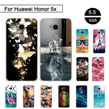 Späť Prípade Huawei Honor 5X X5 GR5 5.5 palcový Telefón TPU Kryt Na Huawei Honor 5 X 5x Kremíka Prípadoch Kryt Škrupiny Pre Česť 5 x