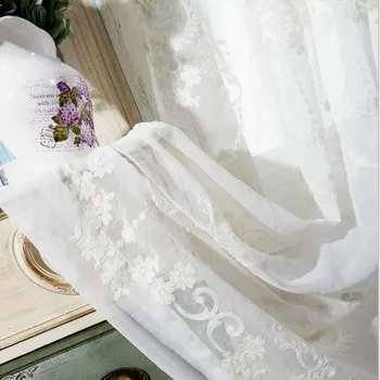 [SS] Rustikálny Závesy Textílie Pre Závesy Vyšívané Bavlnené Pre Obývacej Spálne Biely Záves Tylu Kvetinový Cortina Cortinas