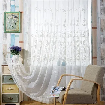 [SS] Rustikálny Závesy Textílie Pre Závesy Vyšívané Bavlnené Pre Obývacej Spálne Biely Záves Tylu Kvetinový Cortina Cortinas