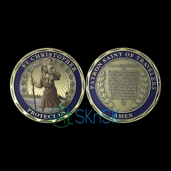 St. Christopher Chrániť Nás Patrónom Cestovateľov Výzvou Mince Suvenír Pre Americké Mince Bronz Á Mince na Zber