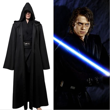 Star Wars Darth Vader Jedi Šaty, Kostým Pre Dospelých Black Jedi Plášť S Kapucňou, Muži Halloween Cosplay Kostým Vianočné Šaty