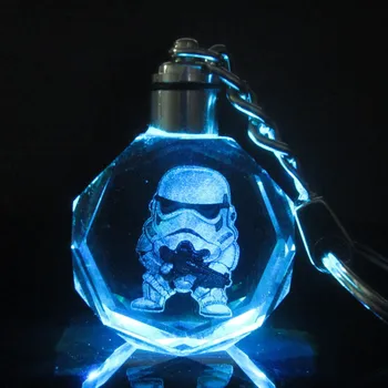 Star Wars Farebné Crystal Frozener LED prívesok na Darth Vader Stormtrooper BB-8 Droid Robot Keychain Osvetlené Keyring ZKSWCP