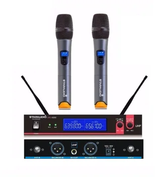 STARAUDIO SMU-0202A Profesionálne UHF Dual Channel 2 Prenosné Mic Vysielač Karaoke Bezdrôtový Mikrofón Systém