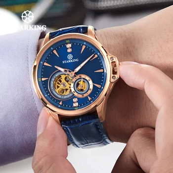 STARKING Retro Modré Pánske Hodinky Top Značky Luxusné Módne Muž Náramkové hodinky Sapphire Automatické Mechanické Hodinky Relogio Masculino
