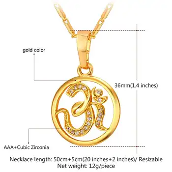 Starlord Hindské Náboženstvo Amulet zobrazili kľúčové tlačidlá Pre Ženy/Mužov Zlatá Farba Cubic Zirconia AUM OM Prívesok Náhrdelník Hinduizmus Šperky P1959