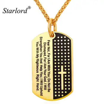 Starlord Inšpiratívne Šperky Kríž List Náhrdelník Prívesok Žlté Zlaté Lano, Reťaz Psa Značky Pána, Modlitba Pre Ženy/Mužov GP2378