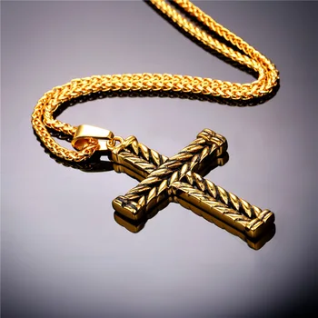 Starlord Kríž Vintage Náhrdelník Christian Šperky z Nerezovej Ocele/Zlatá Farba Reťazca Pre Mužov Kríž Náhrdelník & Prívesok Nové GP1848