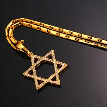 Starlord Magen Hviezda David Prívesok Náhrdelník Ženy Šperky, Zlato/Striebro Cubic Zirconia Farba Luxusné Izrael Židovský Náhrdelník P2310