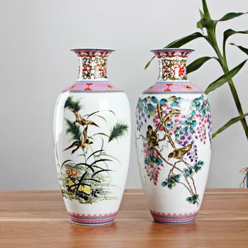 Starožitný Jingdezhen Vintage Matný Keramická Váza, Písací Stôl Príslušenstvo Remesiel Ružový Kvet Tradičné Čínsky Porcelán Váza
