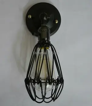 Starožitný Vintage Nástenné Svietidlo Priemyselné Kovové Klietky Black/Meď E27 Edison LED Žiarovky Deco lôžková Izba Listry Nástenné Svetlá