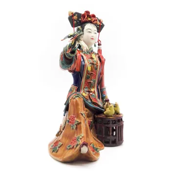 Starožitný Čínska Dáma, Keramické Sochy Čistý Príručka Obrázok Plavidlá Zberateľskú Porcelánová Figúrka Maľované Vintage Domova