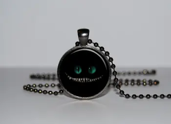Steampunk ručné reťazové Film Cheshire Cat Náhrdelník alenka v ríši Divov Náhrdelník 1pcs/veľa bronz striebro, Sklo, šperky, Prívesok