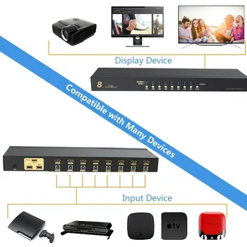 STEYR 8 Port HDMI USB KVM Prepínač s 8X1 Auto Scan, Podpora 1080P 3D PC, Monitora, Klávesnice, Myši K/M Prepínač pre Počítač