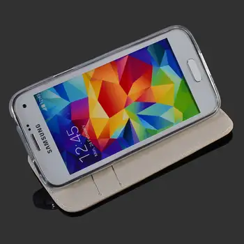 Stojan Telefón puzdro pre Samsung Galaxy S5 Mini TPU výklopný Kryt, Odolný Faux Kožené s Držiteľov Karty