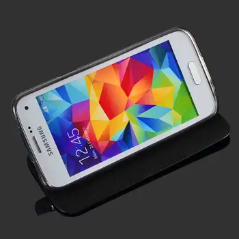 Stojan Telefón puzdro pre Samsung Galaxy S5 Mini TPU výklopný Kryt, Odolný Faux Kožené s Držiteľov Karty