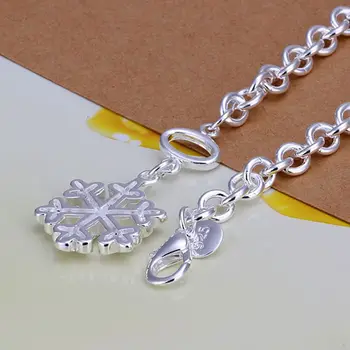 Strieborné pozlátené náramok 925-sterling-strieborné šperky, bižutériou drahokamu snowflake reťazca náramky pre ženy
