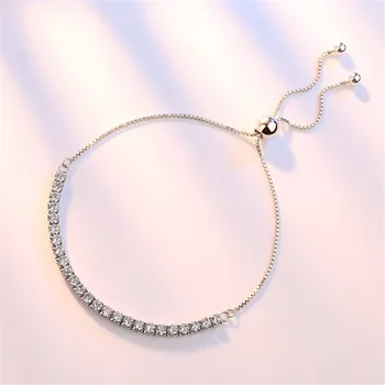 Strieborný náramok dámy módne značky luxusné cubic zirconia single-row náramok retro minimalistický strieborné šperky 28 CM