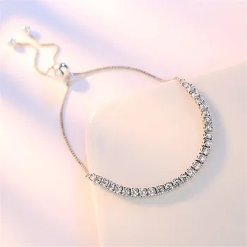 Strieborný náramok dámy módne značky luxusné cubic zirconia single-row náramok retro minimalistický strieborné šperky 28 CM