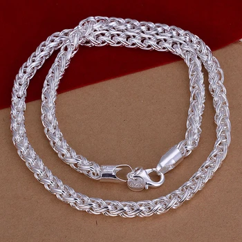 Strieborný pozlátený náhrdelník pre ženy, mužov, 6 mm široké krútenie kruhu choker reťazca dlhé náhrdelníky vyhlásenie módny prívesok CN083