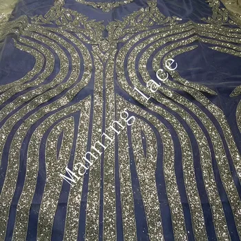 Striebro MYFZ-1368 Afriky blikanie čipky! Pestrofarebné francúzsky svadobné šaty a šaty minisukňu čipky tkaniny