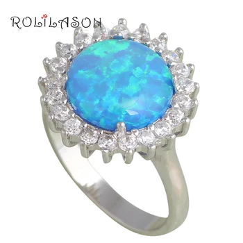 Striebro Pečiatkou prstene pre ženy Kolo Blue Fire Opal Veľkoobchod a Maloobchod Módne Šperky Prstene USA #6#7#8#9 OR709