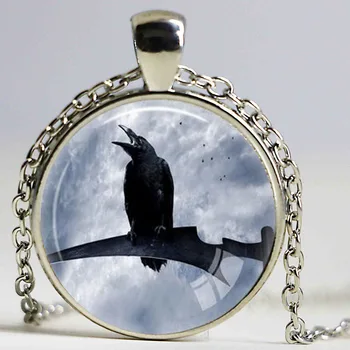 Striebro Vrana Náhrdelník Vták prívesok, Čierny Vták Šperky Zvierat Prívesok Raven Náhrdelník Vták Milenca Darček Viktoriánskej Zvierat Šperky