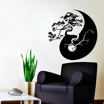 Strom Bonsai Yin Yang Vzor Umenie Navrhnutý tak, Stena Nálepky Domov obývaciu izbu Módne Štýlové Nástenné Maľby Vinyl Vymeniteľné Odtlačkový WM-142