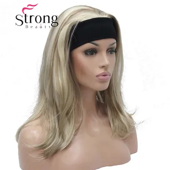 StrongBeauty Stredná Blond Zdôrazňuje Prirodzené Mierne Vlny Tepla Ok Syntetické hlavový most Parochňu