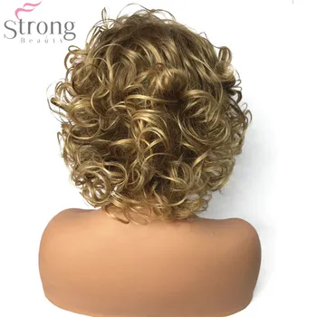 StrongBeauty Ženy Syntetické Capless Parochňu Polovice dĺžky Blond Kučeravé Vlasy, Prírodné Parochne
