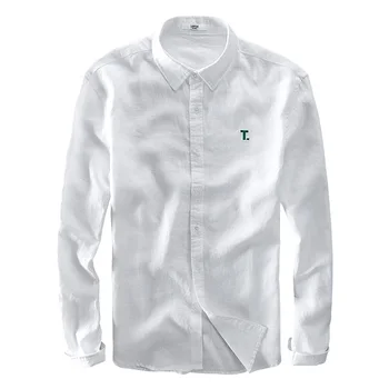 Suehaiwe značky dlhý rukáv, ľan tričko mužov Taliansko štýl móda mužov košele čisté ľan príležitostné letné tričko pánske košieľka homme