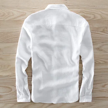 Suehaiwe značky dlhý rukáv, ľan tričko mužov Taliansko štýl móda mužov košele čisté ľan príležitostné letné tričko pánske košieľka homme