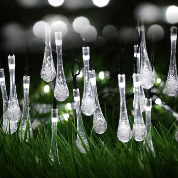 Super jasné solárne LED kvapôčky vody string vonkajšie záhradné dekorácie Vianočné led lampa string vonkajšie osvetlenie luminaria